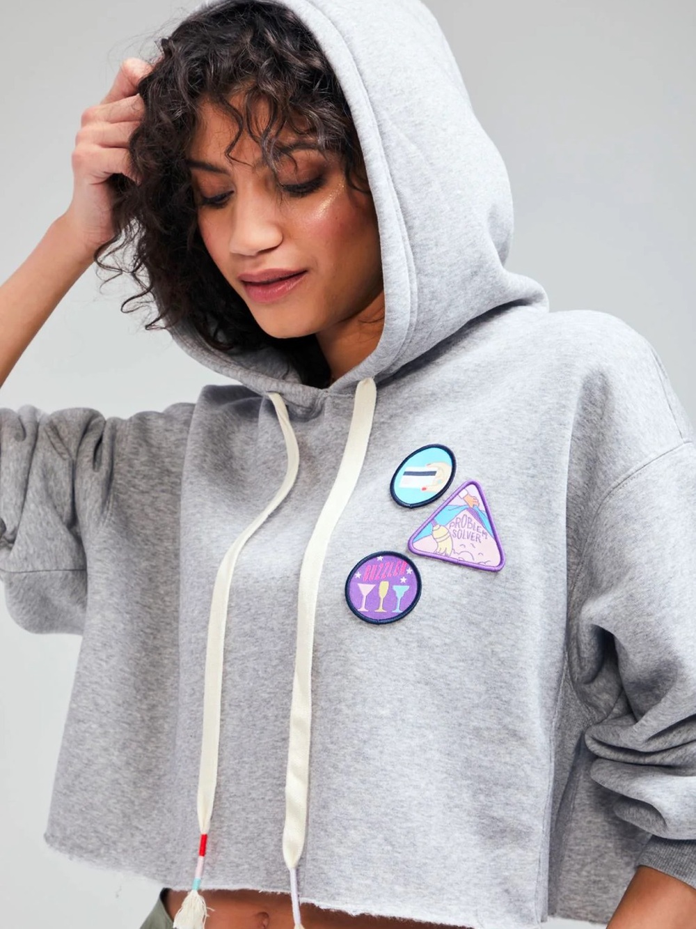 Wildfox Gray Size L Cropped Soft Hoodie Sweatshirt